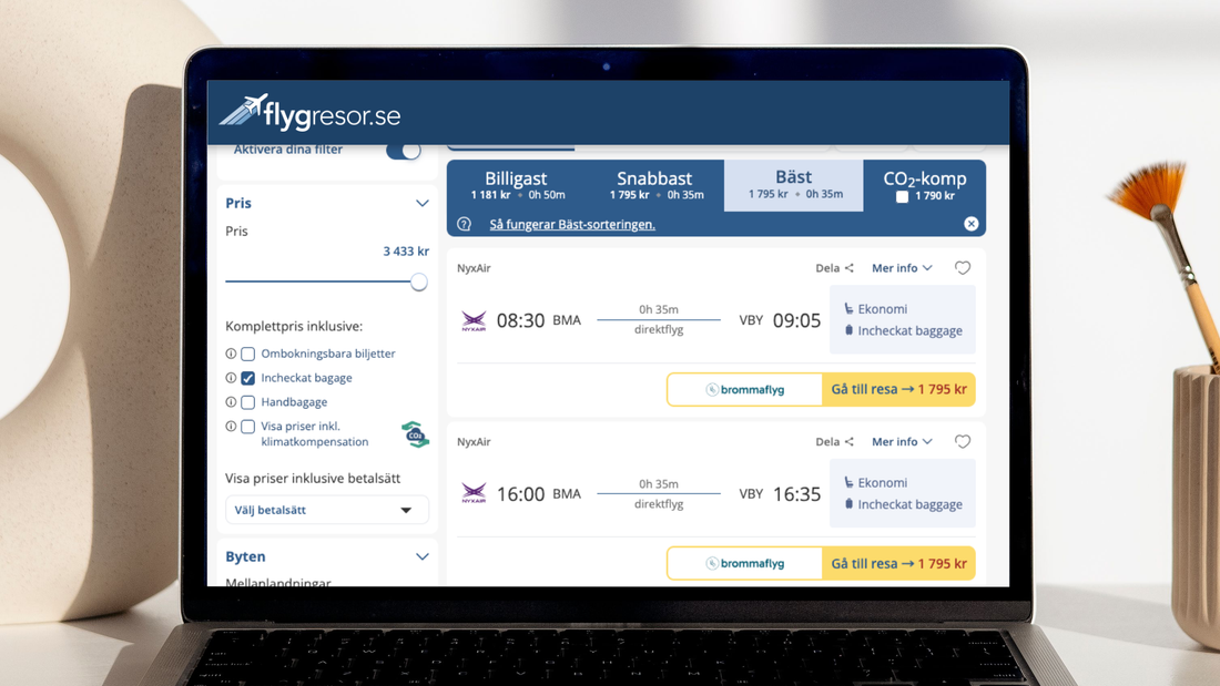 Brommaflyg tillbaka på Flygresor.se - enklare att jämföra priser och boka direkt
